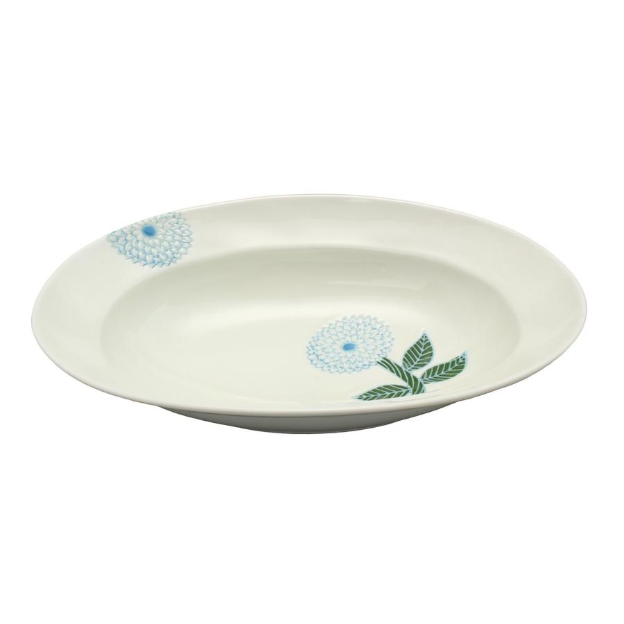 新品 波佐見焼 勲山窯 20cm 楕円鉢 ダリア パープル 大鉢（20cm