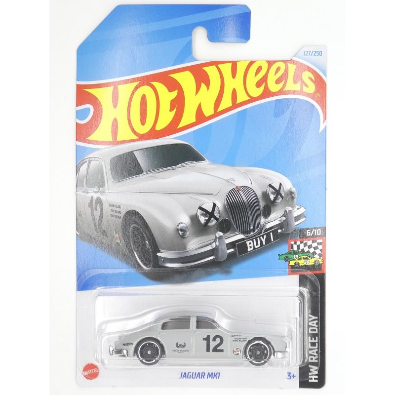 Hot Wheels Jaguar MK1 (Grey) 6/10 HW Race Day - 2024-127/250 (Short Card) - COMES IN A GENUINE KLAS CAR KEEPER PROTECTOR CASE - HRY80