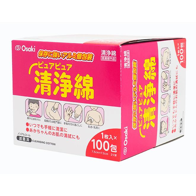 赤ちゃんにも使える。お肌の清浄にお勧め！　ピュアピュア清浄綿　１００枚入り　アルミ個包装 |  | 01