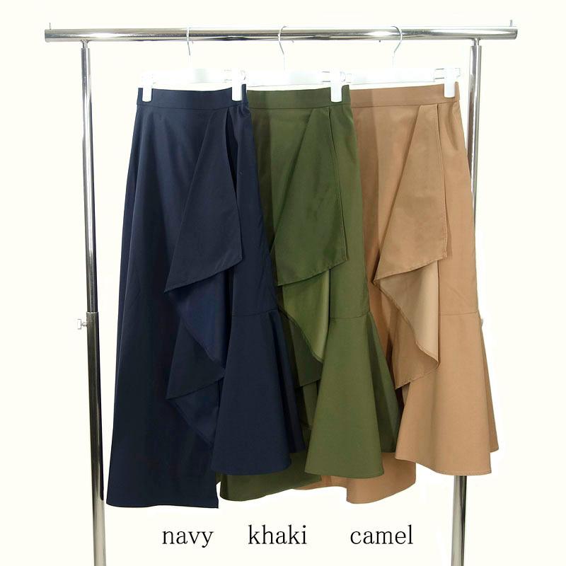スカート ロング レディース ミモレ丈 ラップ フレアー イレギュラーヘム アシメ ウエストゴム しわになりにくい skirt |  | 13