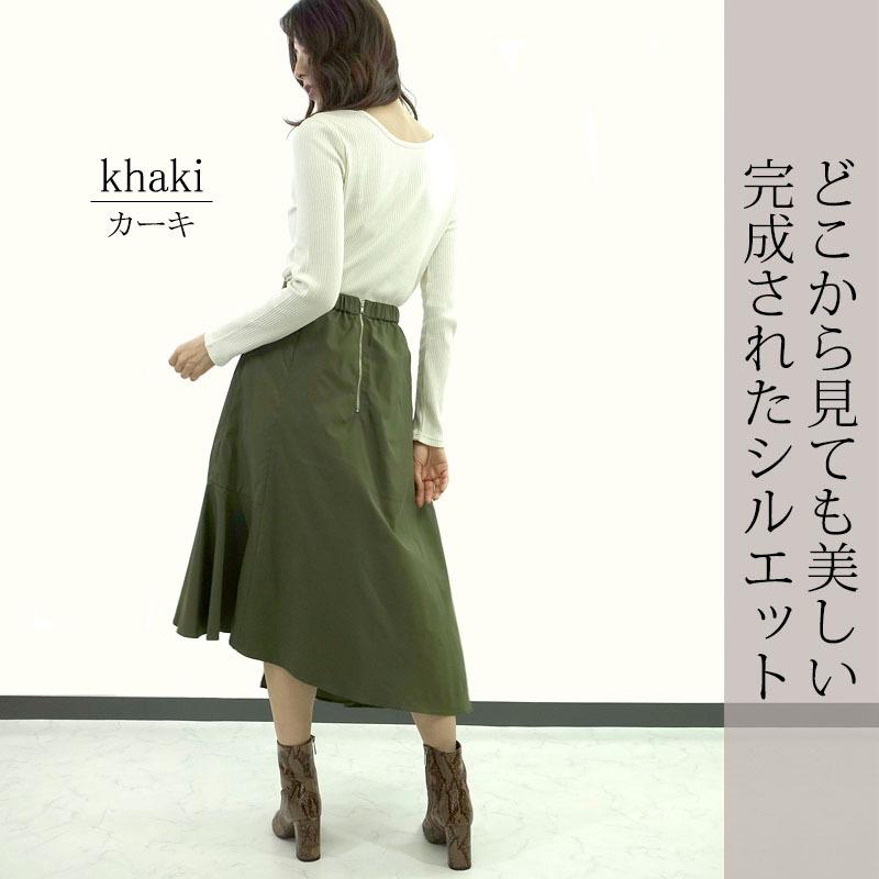 スカート ロング レディース ミモレ丈 ラップ フレアー イレギュラーヘム アシメ ウエストゴム しわになりにくい skirt |  | 06