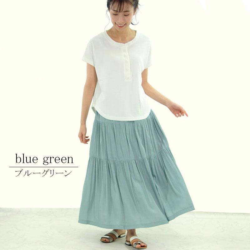 ティアードスカート レディース ロング 切り替え ウエストゴム マキシ丈 ギャザー とろみ 裏地付き skirt |  | 05