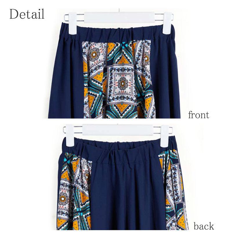 ハンカチーフヘムスカート レディース ロング プリント ミモレ丈 アシメ イレヘム ウエストゴム しわになりにくい skirt |  | 14