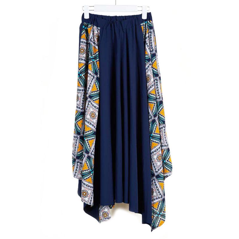 ハンカチーフヘムスカート レディース ロング プリント ミモレ丈 アシメ イレヘム ウエストゴム しわになりにくい skirt |  | 16