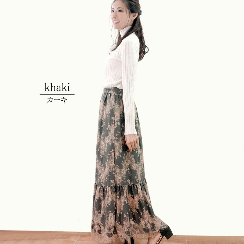 レーススカート レディース ロング マキシ丈 エレガンス レトロ 上品 刺繍 ウエストゴム 高見え skirt |  | 11