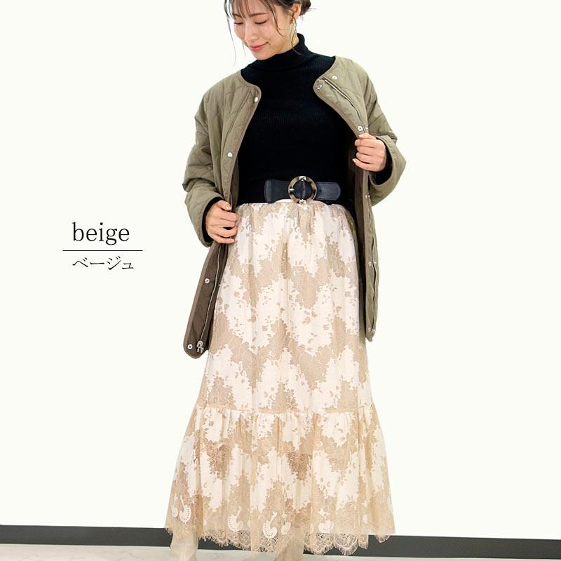 レーススカート レディース ロング マキシ丈 エレガンス レトロ 上品 刺繍 ウエストゴム 高見え skirt |  | 08