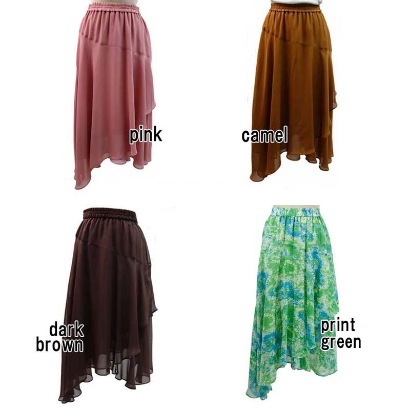 ラップスカート レディース ロング イレギュラーヘム プリント 透け感 エレガンス 高見え シンプル skirt |  | 14