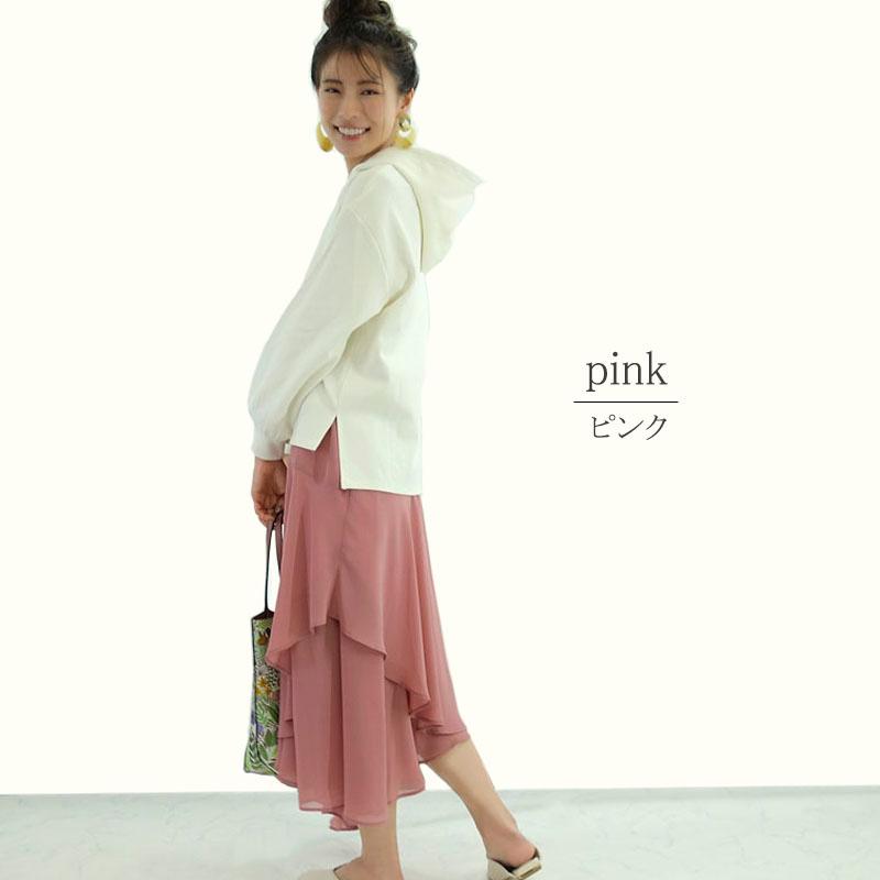 ラップスカート レディース ロング イレギュラーヘム プリント 透け感 エレガンス 高見え シンプル skirt |  | 05