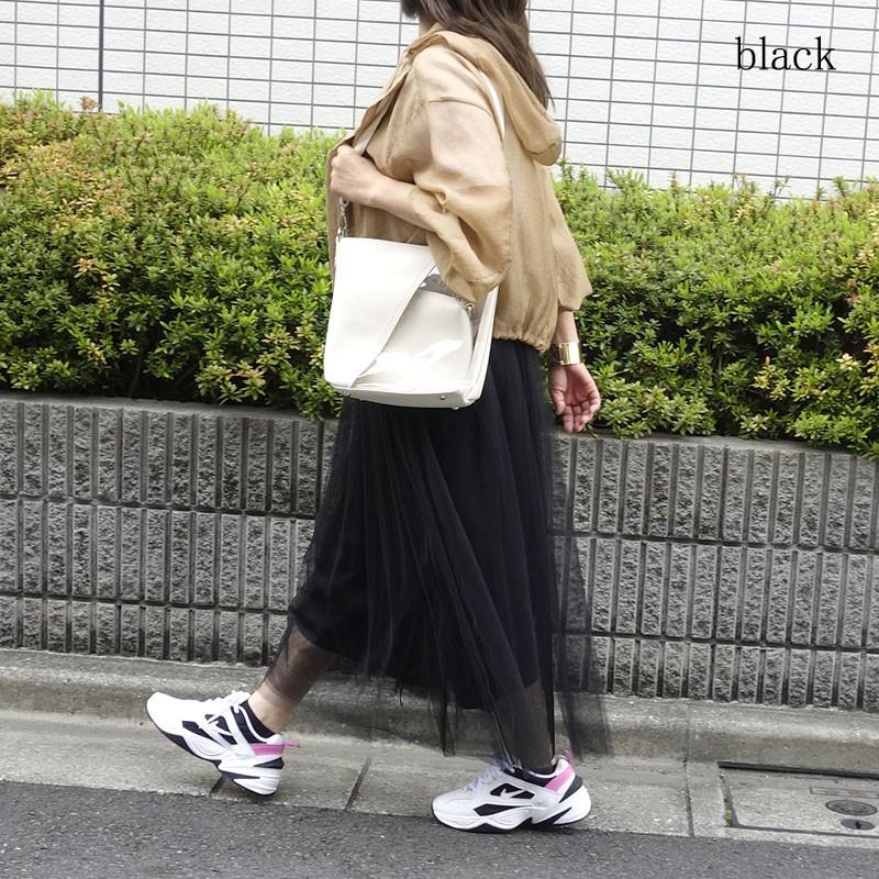 ボリューム チュールスカート レディース ロング ミモレ丈 フレアー 3層チュール ウエストゴム 裏地付き skirt |  | 12