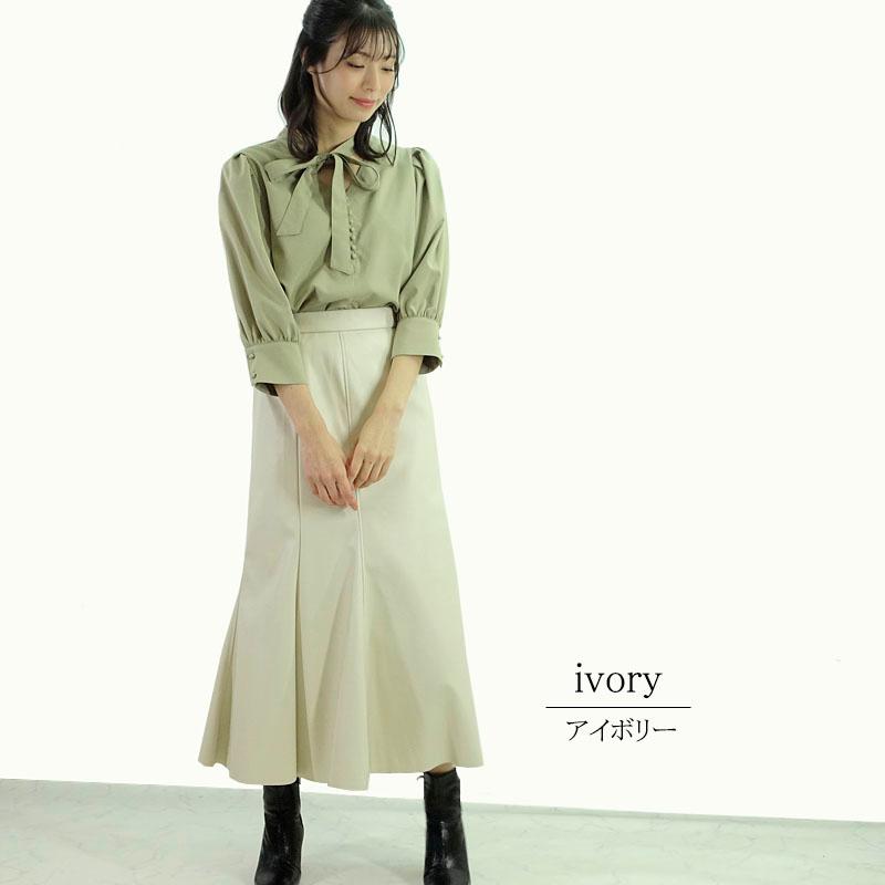 マーメイド スカート レディース ロング フェイクレザー 合成皮革 ウエストゴム ストレスフリー フレア 高見え skirt |  | 08