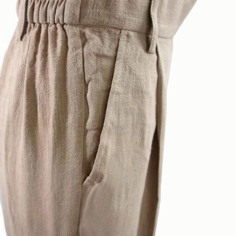 ワイドパンツ 麻混 レディース ベーシック 麻パンツ ウエストゴム 上品 カジュアル リネンライク 体型カバー |  | 08