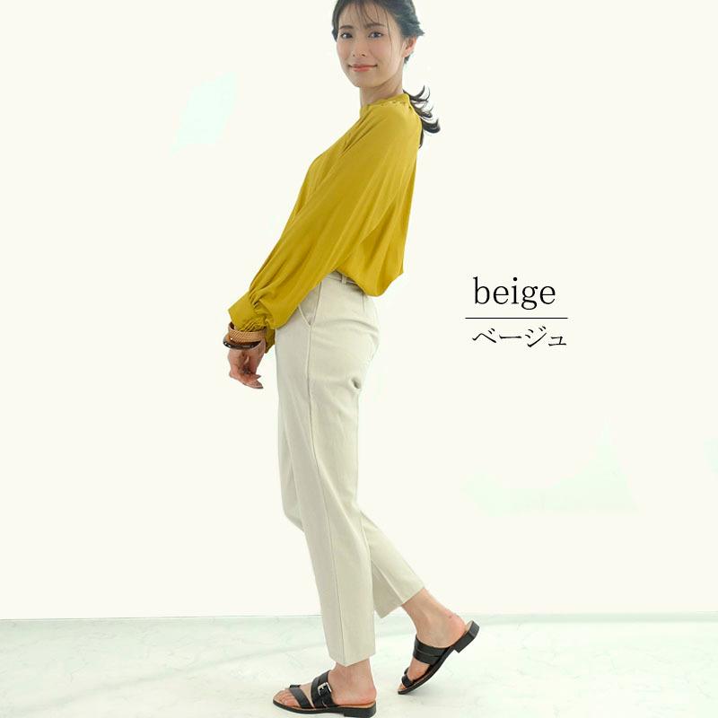 センタープレスパンツ レディース アンクル丈 クロップドパンツ テーパード 細見え ストレッチ素材 通勤 きれいめ |  | 09