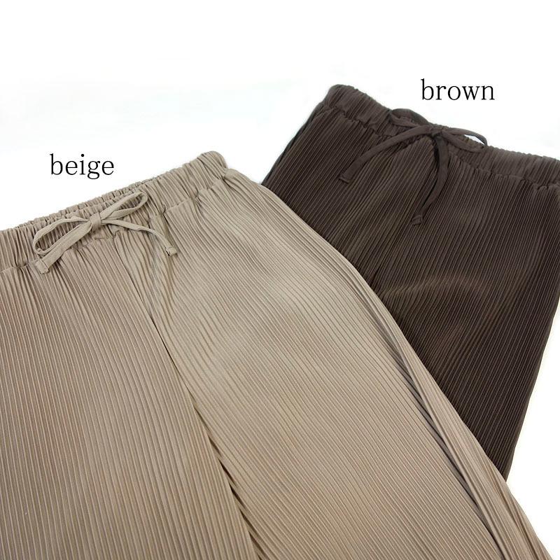 ストレート プリーツパンツ レディース ゴム きれいめ ワイドめ クリスタルプリーツ シワになりにくい |  | 10