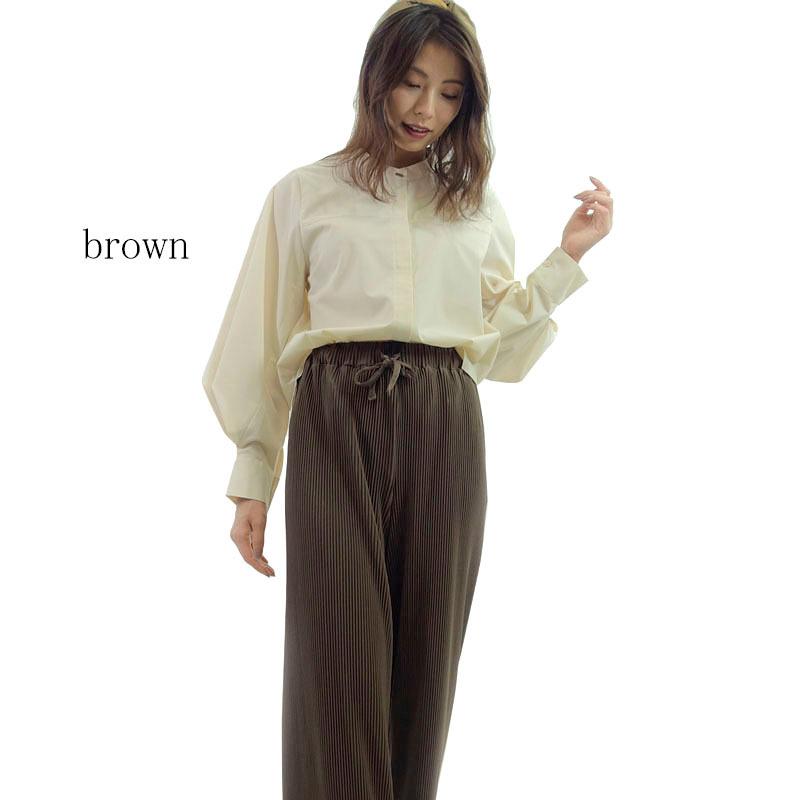 ストレート プリーツパンツ レディース ゴム きれいめ ワイドめ クリスタルプリーツ シワになりにくい |  | 02