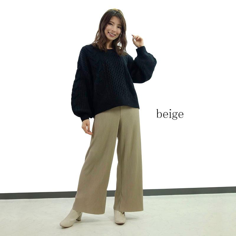 ストレート プリーツパンツ レディース ゴム きれいめ ワイドめ クリスタルプリーツ シワになりにくい |  | 06