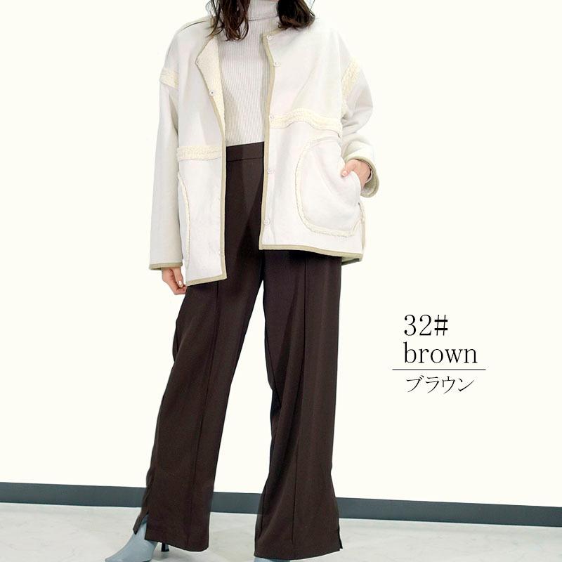 センタープレス パンツ レディース スリット ワイド サイドベンツ きれいめ ウエストゴム 上質 しわになりにくい |  | 06