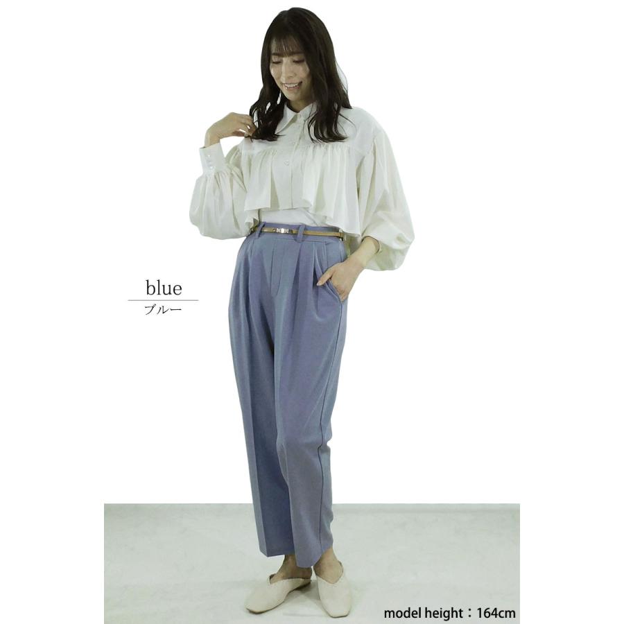 フルレングスパンツ レディース アンクルパンツ きれいめ テーパード 2タック ストレッチ 股下64cm |  | 03