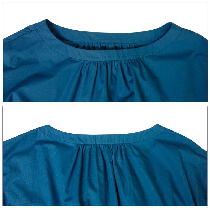 ブロードブラウス レディース トップス ボリューム袖 七分袖 綿 ボートネック シャツ地 |  | 14