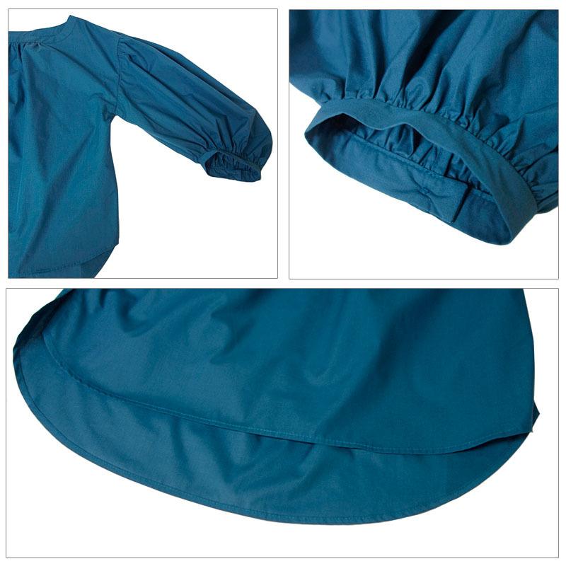 ブロードブラウス レディース トップス ボリューム袖 七分袖 綿 ボートネック シャツ地 |  | 15