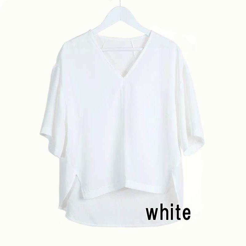 Vネック ブラウス トップス レディース 半袖 Vスキッパー プチプラ 抜け感 高見え カジュアル 清涼感 |  | 10