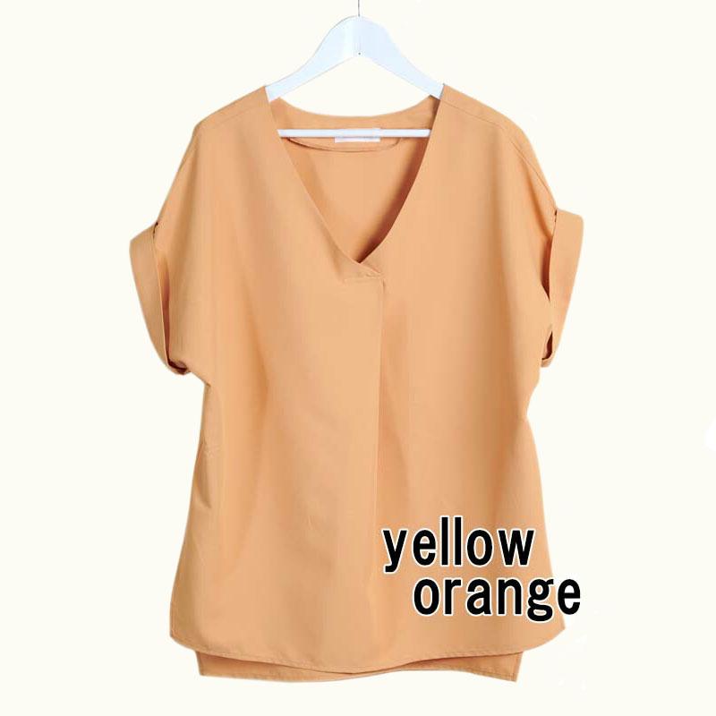 Vネック ブラウス トップス レディース フレンチスリーブ 前タックブラウス シワになりにくい プチプラ |  | 12