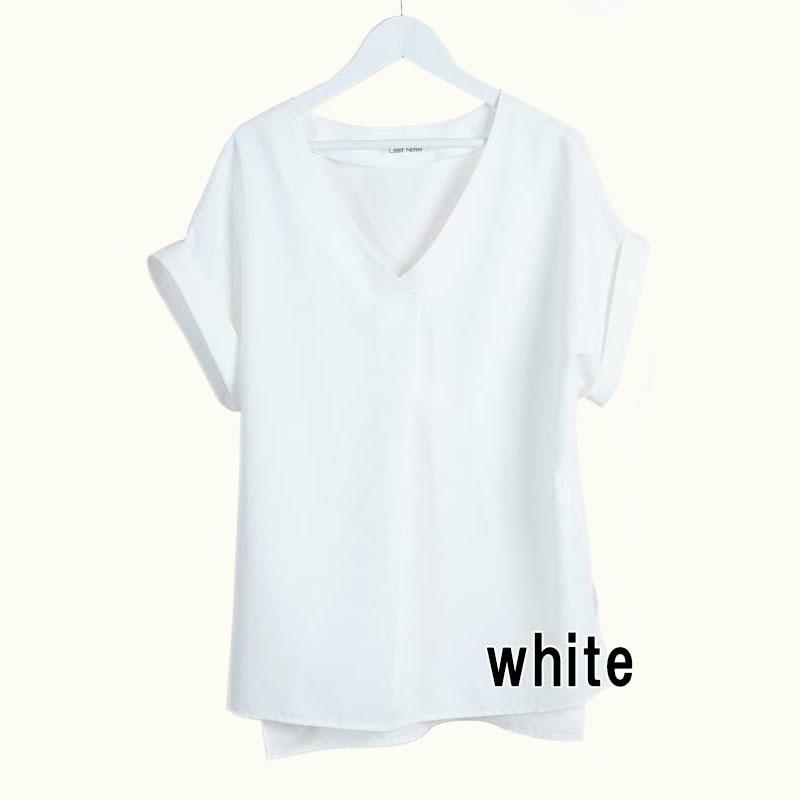 Vネック ブラウス トップス レディース フレンチスリーブ 前タックブラウス シワになりにくい プチプラ |  | 09