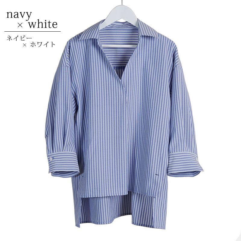 ストライプ ブラウス トップス レディース 七分袖 シワになりにくい スキッパー プチプラ 高見え |  | 11