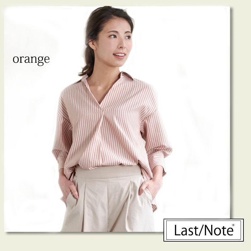 ストライプ ブラウス トップス レディース 七分袖 シワになりにくい スキッパー プチプラ 高見え |  | 05