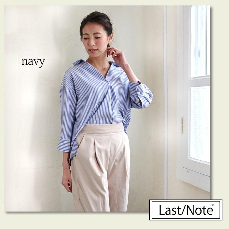 ストライプ ブラウス トップス レディース 七分袖 シワになりにくい スキッパー プチプラ 高見え |  | 06