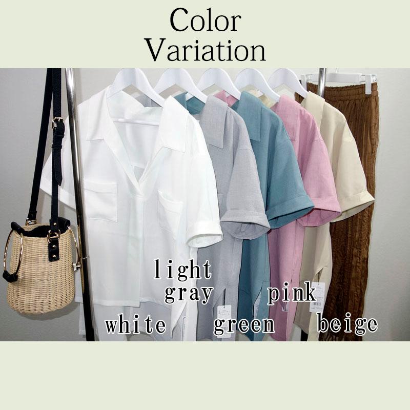 スキッパー 開襟ブラウス レディース 半袖 開襟シャツ 大きめ プチプラ リネンライク 涼感 |  | 10