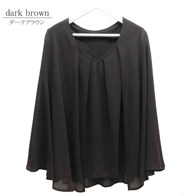 シフォンブラウス トップス レディース ケープ 3WAY 透けない 裏地 フォーマル 冠婚葬祭 二の腕カバー |  | 17