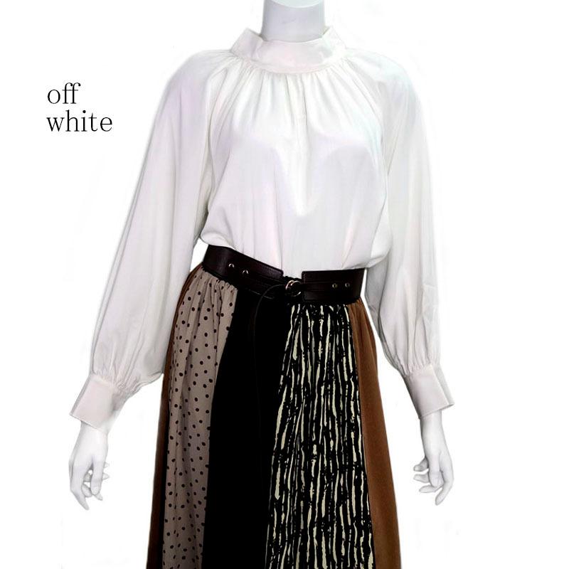 スタンドカラー ブラウス トップス レディース 長袖 ハイネック ボリューム袖 オフィス 高見え |  | 14