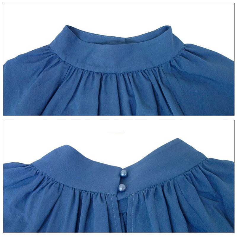 スタンドカラー ブラウス トップス レディース 長袖 ハイネック ボリューム袖 オフィス 高見え |  | 15