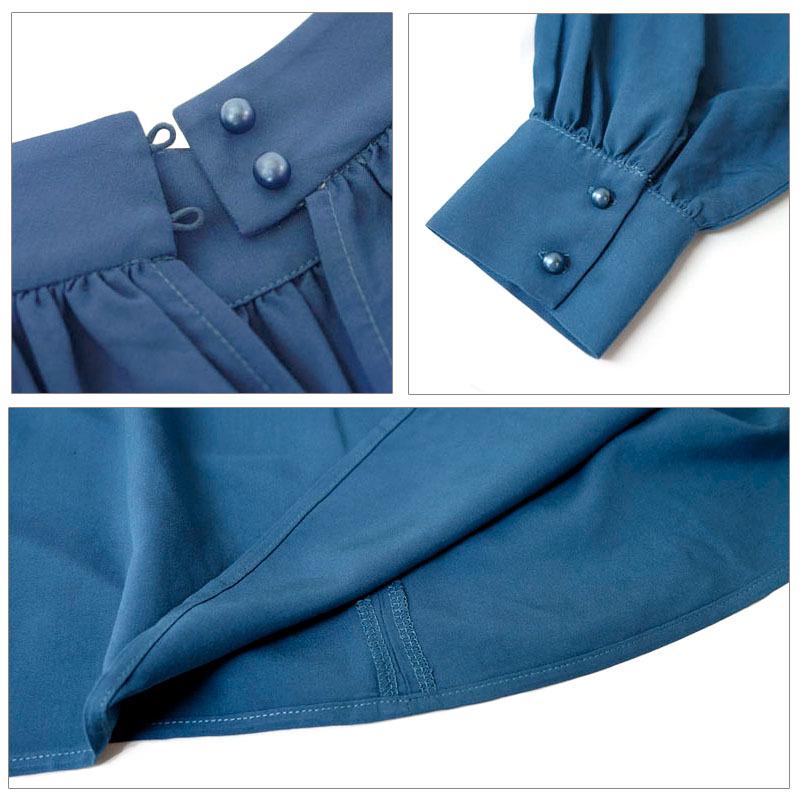 スタンドカラー ブラウス トップス レディース 長袖 ハイネック ボリューム袖 オフィス 高見え |  | 16