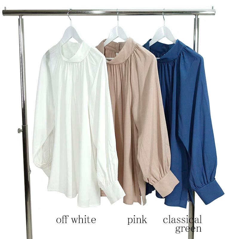 スタンドカラー ブラウス トップス レディース 長袖 ハイネック ボリューム袖 オフィス 高見え |  | 19