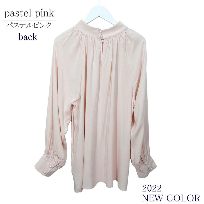 スタンドカラー ブラウス トップス レディース 長袖 ハイネック ボリューム袖 オフィス 高見え |  | 05