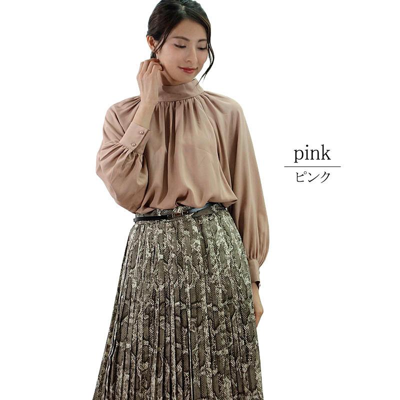 スタンドカラー ブラウス トップス レディース 長袖 ハイネック ボリューム袖 オフィス 高見え |  | 06