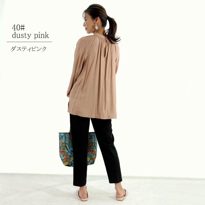 スタンドカラー ブラウス レディース 長袖 ハイネック ボリューム袖 ギャザーネック フォーマル きれいめ |  | 10