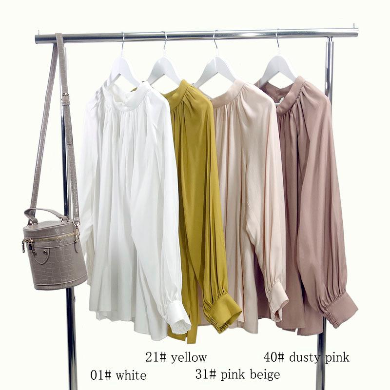 スタンドカラー ブラウス レディース 長袖 ハイネック ボリューム袖 ギャザーネック フォーマル きれいめ |  | 17