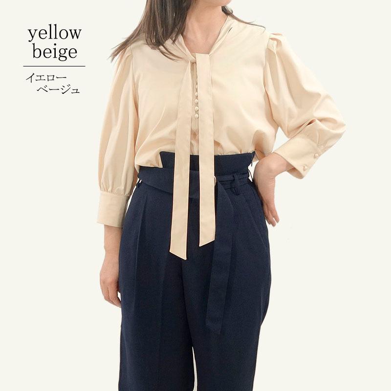ボウタイ ブラウス トップス レディース 七分袖 きれいめ 上品 前リボン ポワン袖 シワになりにくい |  | 12