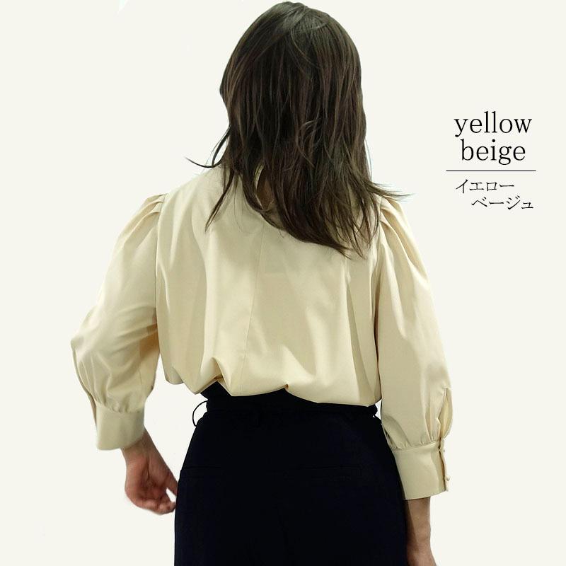 ボウタイ ブラウス トップス レディース 七分袖 きれいめ 上品 前リボン ポワン袖 シワになりにくい |  | 14