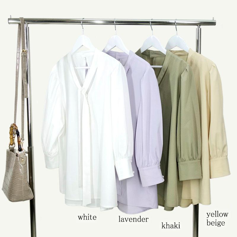 ボウタイ ブラウス トップス レディース 七分袖 きれいめ 上品 前リボン ポワン袖 シワになりにくい |  | 15