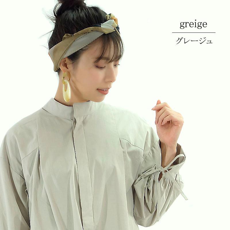 ビッグシルエット シャツ トップス レディース 長袖 リボン ハイネック スタンドカラー 綿 抜き衿 |  | 10