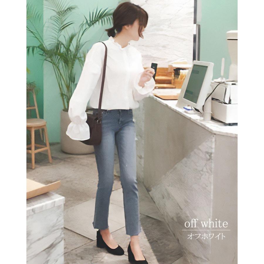 ブラウス フリル スタンド 長袖 春 オフィス 白 レディース シワになりくい ウォッシャブル 大人 |  | 10