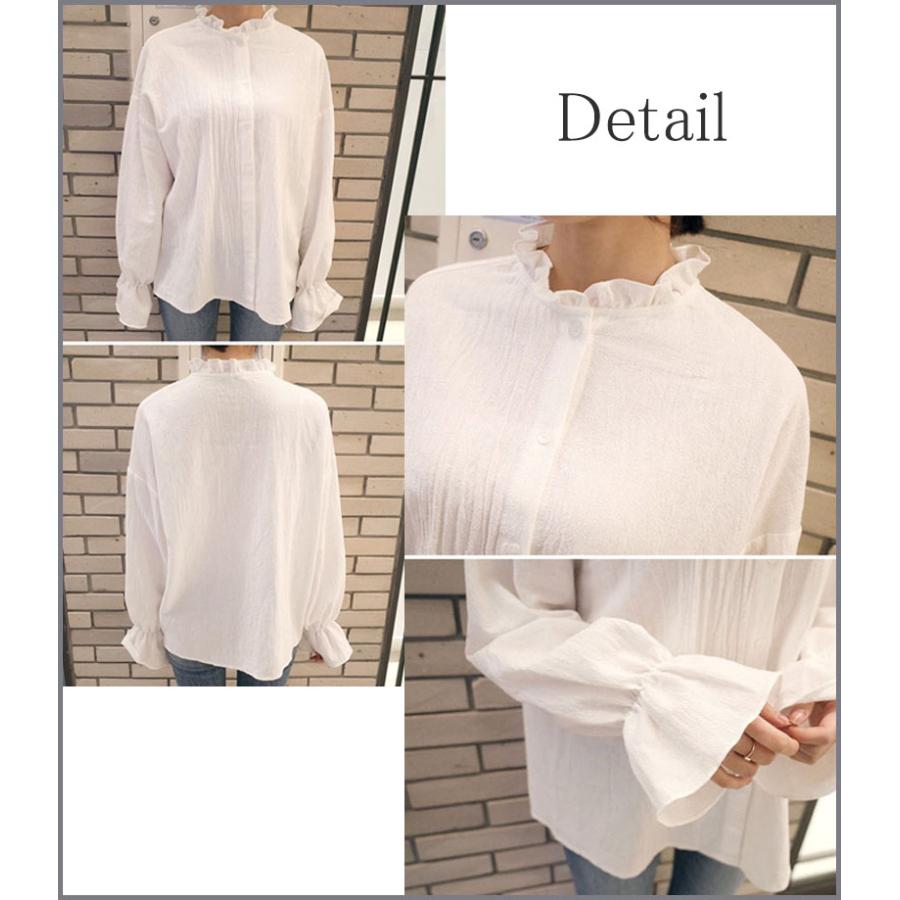ブラウス フリル スタンド 長袖 春 オフィス 白 レディース シワになりくい ウォッシャブル 大人 |  | 11