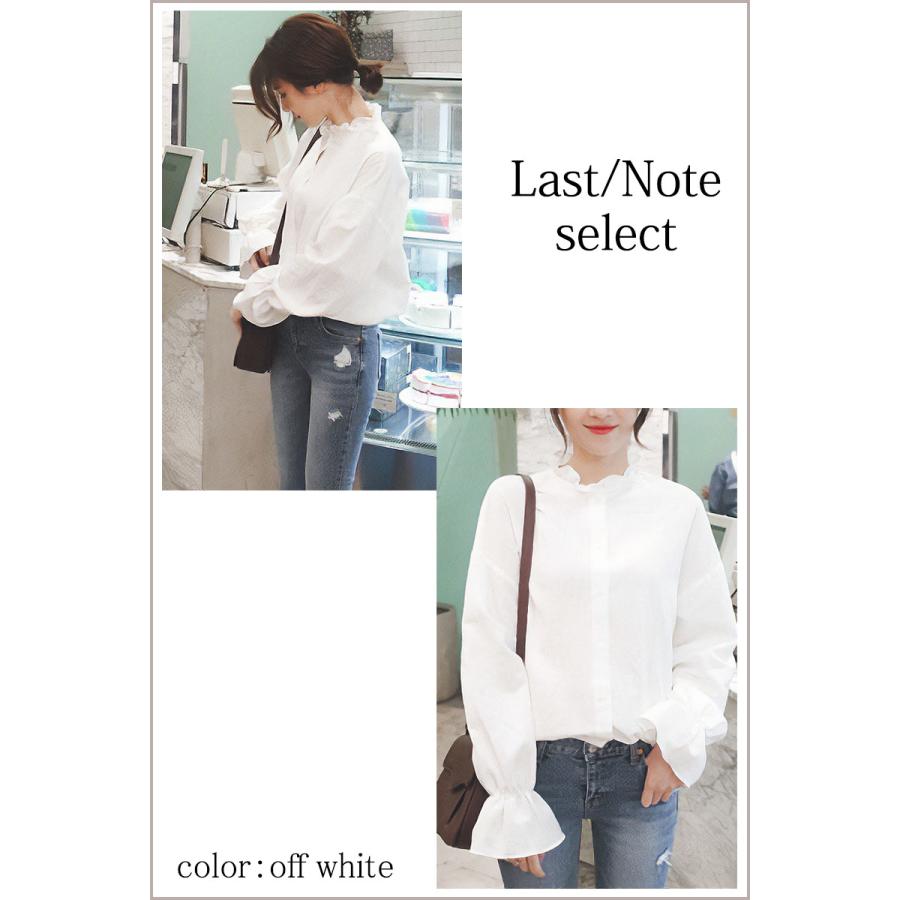 ブラウス フリル スタンド 長袖 春 オフィス 白 レディース シワになりくい ウォッシャブル 大人 |  | 04