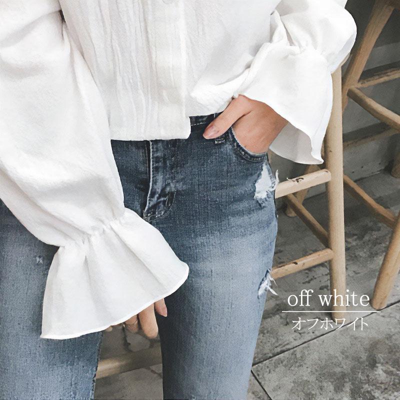 ブラウス フリル スタンド 長袖 春 オフィス 白 レディース シワになりくい ウォッシャブル 大人 |  | 05