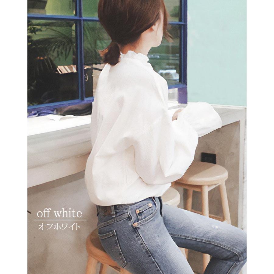 ブラウス フリル スタンド 長袖 春 オフィス 白 レディース シワになりくい ウォッシャブル 大人 |  | 06