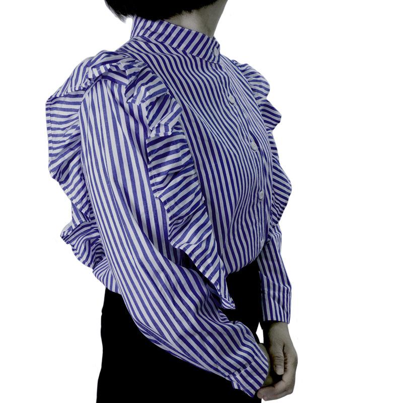 ブラウス フリル スタンド 長袖 春 オフィス 白 レディース シワになりくい ウォッシャブル 大人 |  | 03