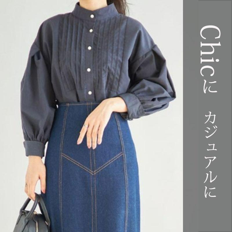 ブラウス シャツ チュニック ハイネック 長袖 バンドカラー ハイネック |  | 12